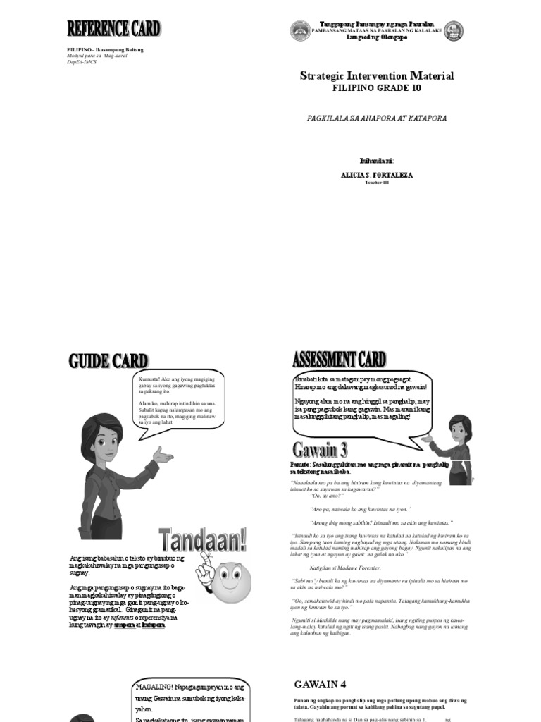 Strategic INtervention Material SIM Sa Filipino Baitang 10