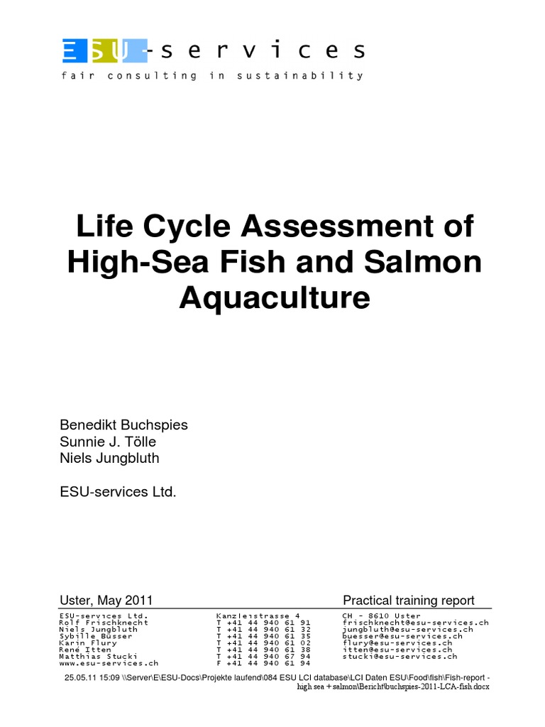 Life Cycle Assessment of High Sea Fish and Salmon Aquaculture | PDF ...