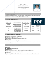 Abhineet Mishra: Specialization: Marketing & Finance Career Objective