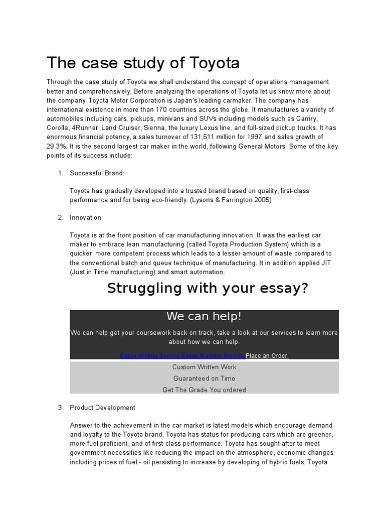 case study analysis on toyota corporation