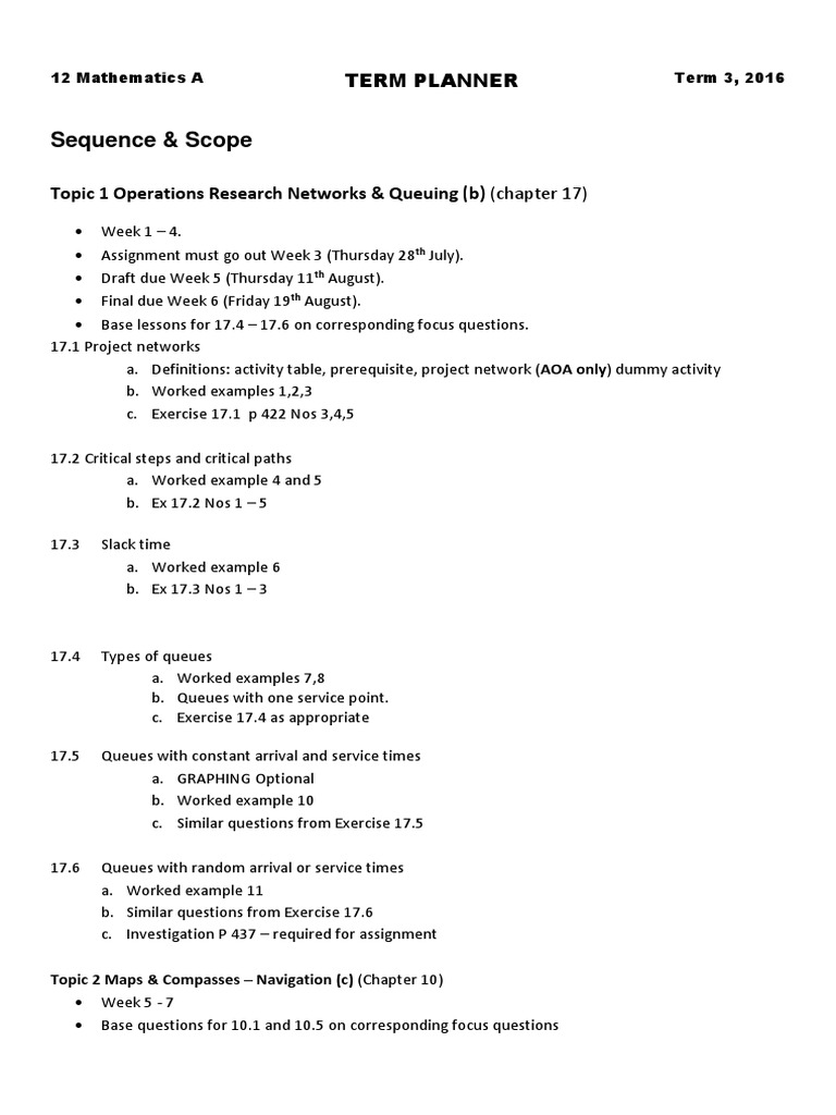 Term 3 Mathematics A Planner 2016 | PDF | Teaching Methods & Materials ...