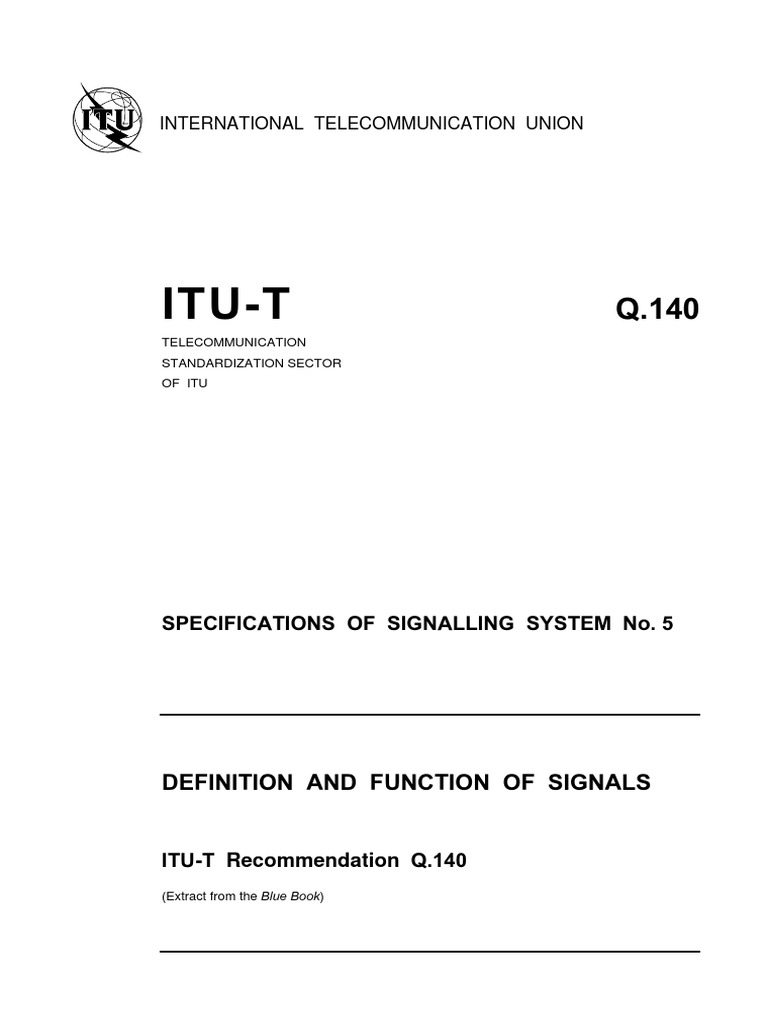 T Rec Q.140 198811 I!!pdf e | PDF | Signaling (Telecommunications ...