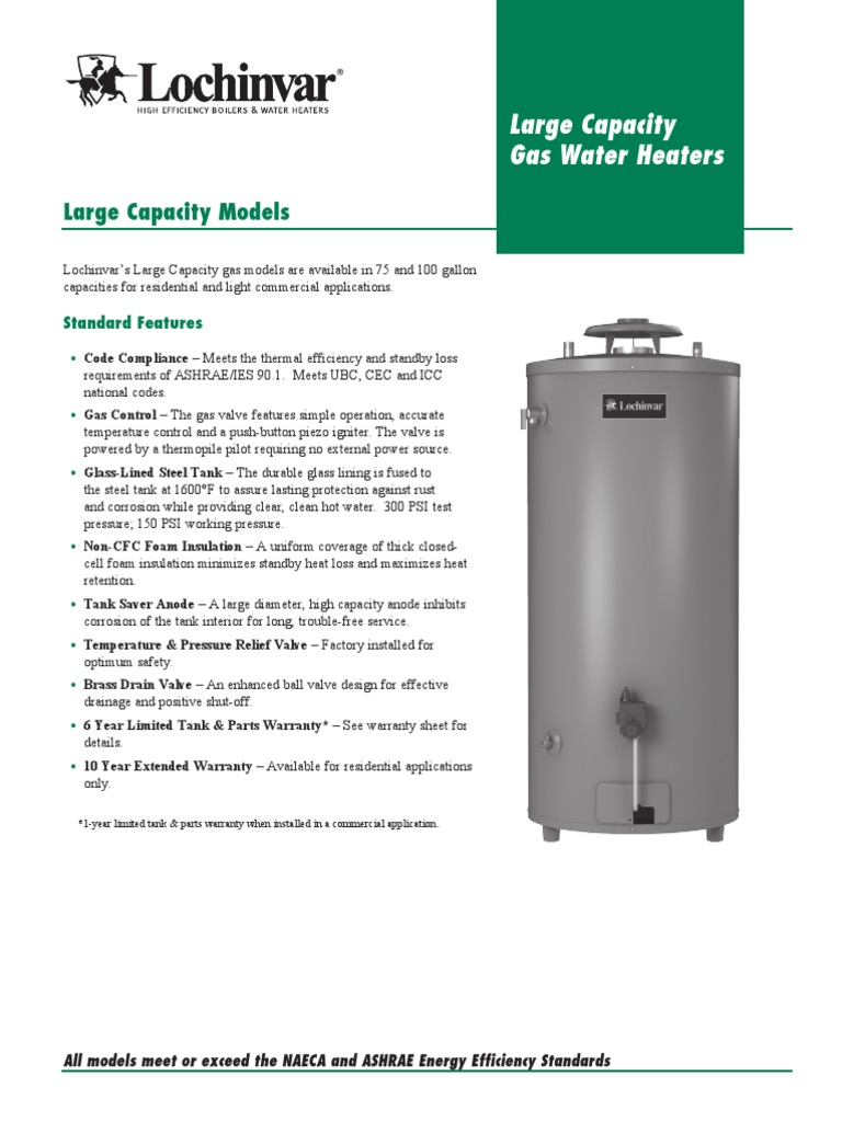 RLC01 Large Capacity Models Lochinvar.pdf Water Heating Valve
