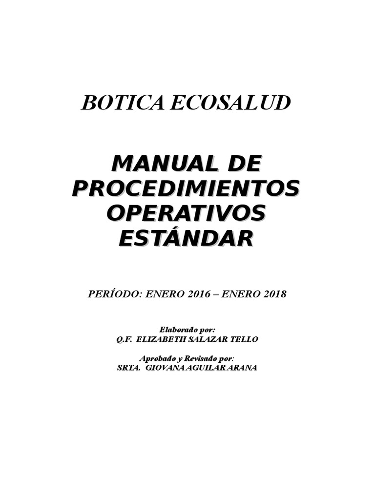 Manual de Poes_botica Ecosalud | Farmacia | Farmacéutico