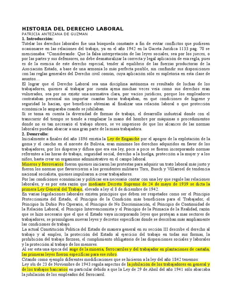Historia Del Derecho Laboral | PDF | Derecho laboral | Salario