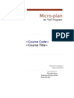 Micro-plan for TVET Program Level XX Course Code Course Title