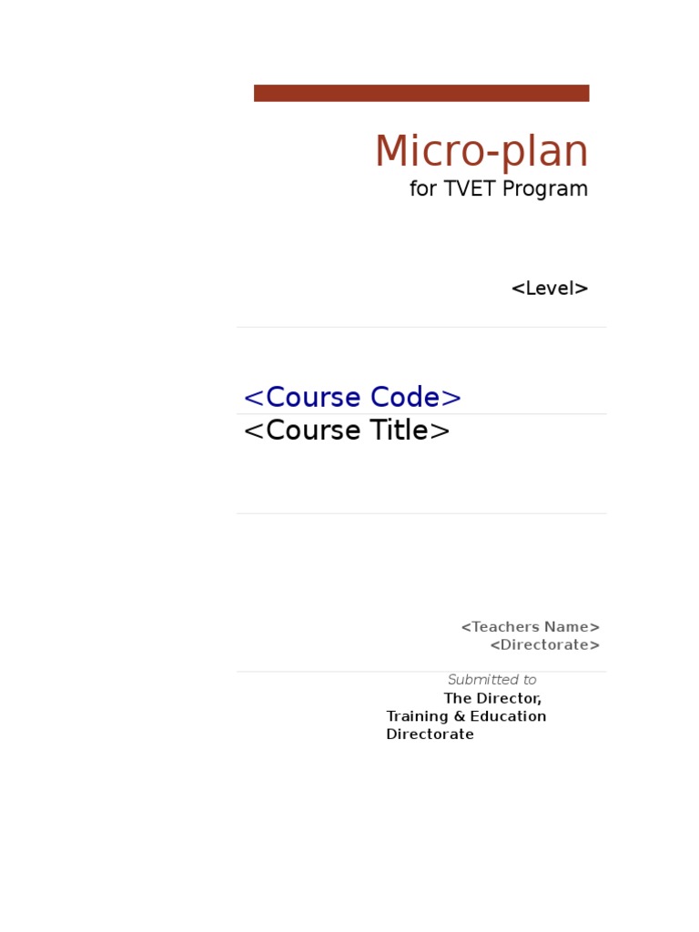 TVET Program Micro-Plan Template | PDF