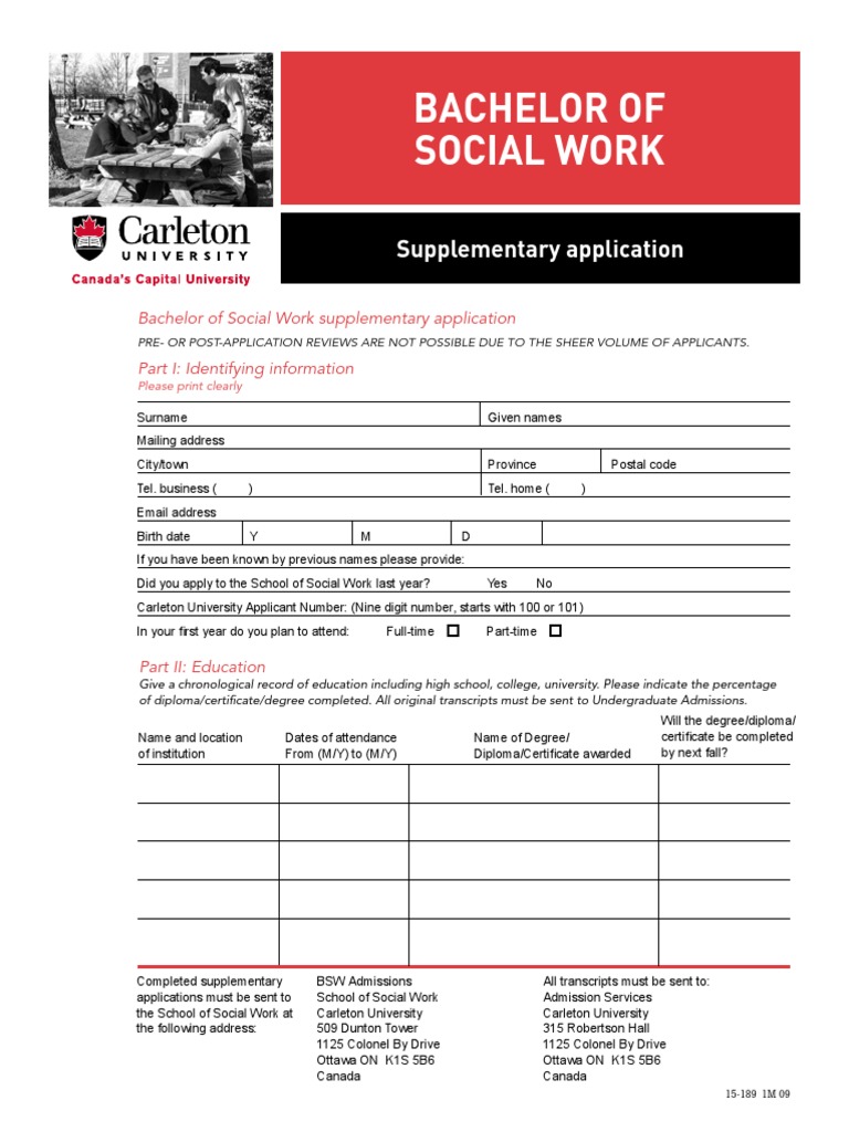 Bachelor of Social Work Application Guide | PDF | Privacy | Personally ...