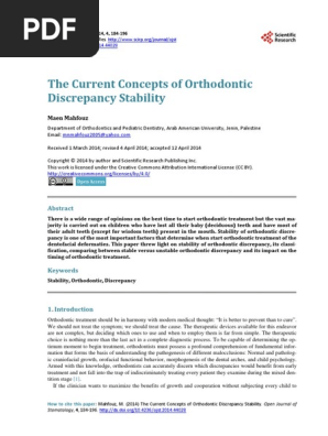 Current Concept Envelope Of Discrepencypdf Orthodontics - 