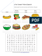 Dinner Word Search