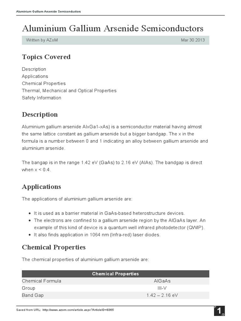 Aluminium Gallium Arsenide Semiconductors PDF