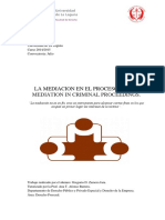 La Mediacion en El Proceso Penal, Mediation in Criminal Proceedings.