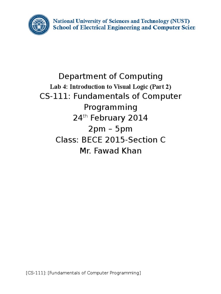 Department of Computing CS-111: Fundamentals of Computer Programming 24 ...