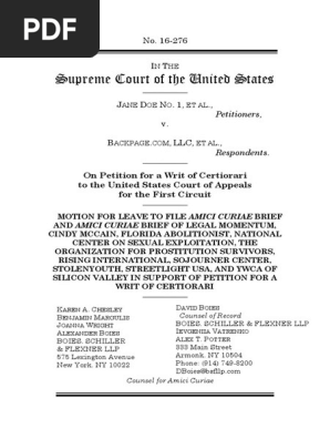 Amicus Brief in Jane Doe et al. v. Backpage.com et al. 