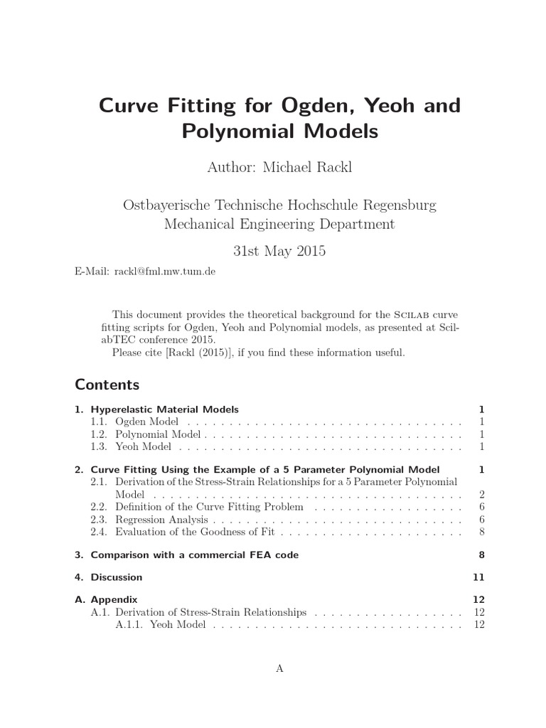 Yeoh Material Model Curve Fitting | PDF | Deformation (Mechanics ...