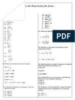 Lista de Exercícios de Logaritmos