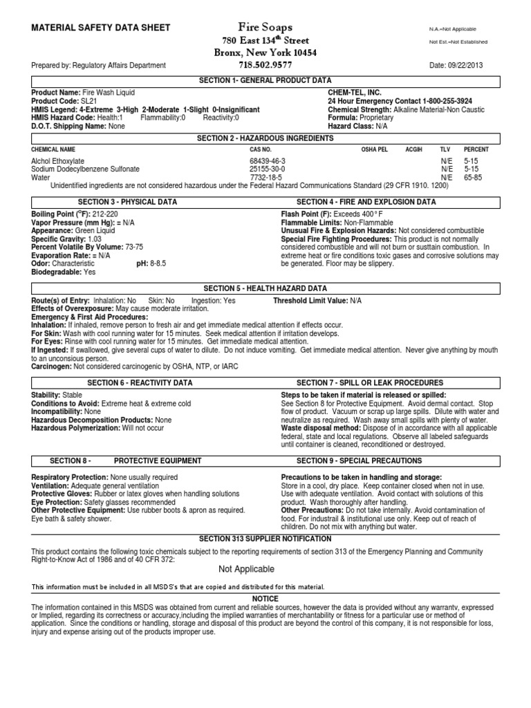 Fire Wash Flammability Personal Protective Equipment