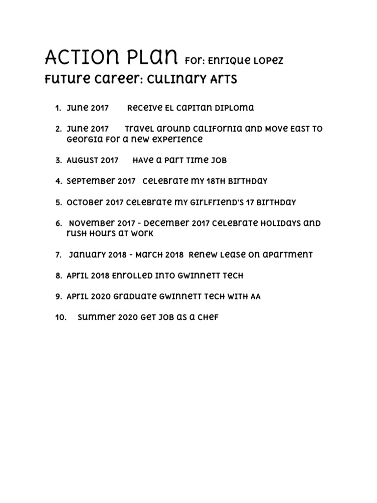 Actionplan | PDF | Cooking, Food & Wine | Language Arts & Discipline