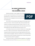 The Great Depression vs. The Economic Crisis: Joseph Buzan Mr. Anderson English 1B March 18, 2010