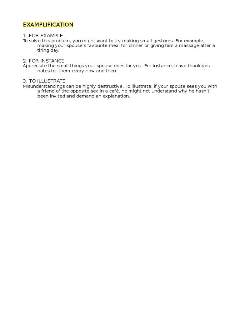 Examplification: 1. For Example | PDF | Self-Improvement