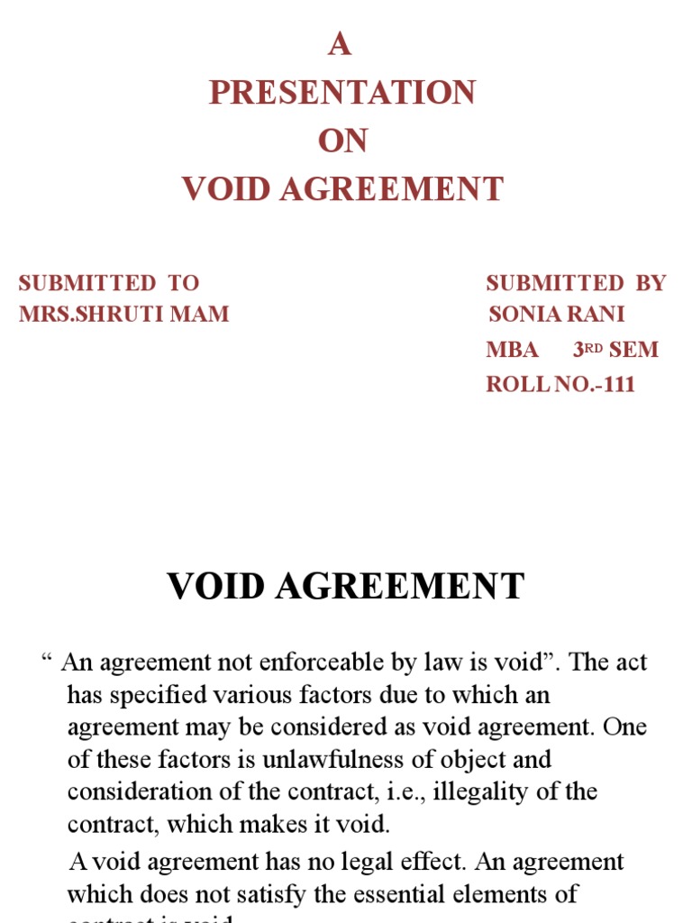 void agreement assignment pdf