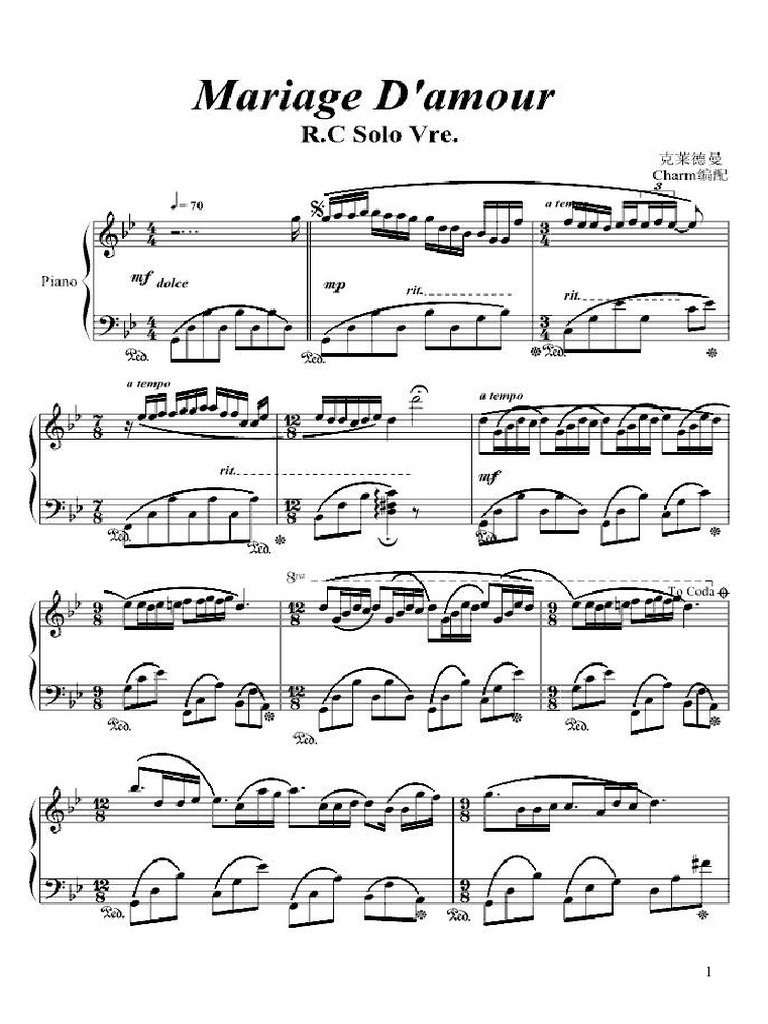 Paul de Senneville Mariage D'amour PDF | PDF