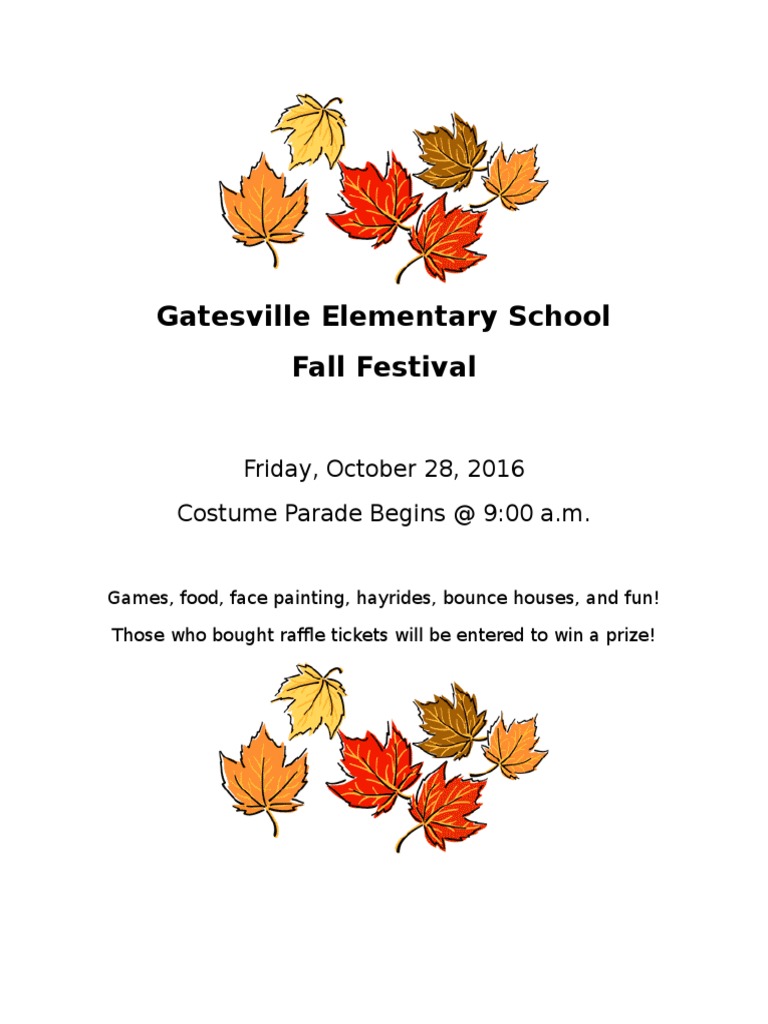 Gatesville Elementary School Fall Festival Friday, October 28, 2016