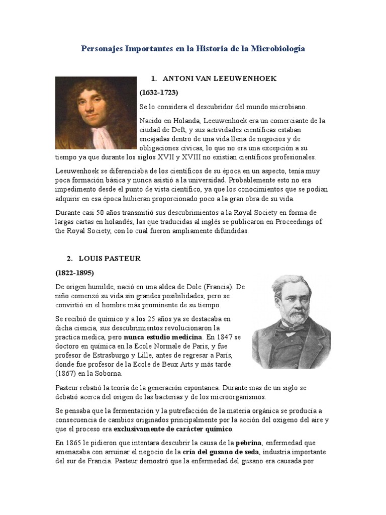 Personajes Importantes en La Historia de La Microbiología | PDF | Luis ...