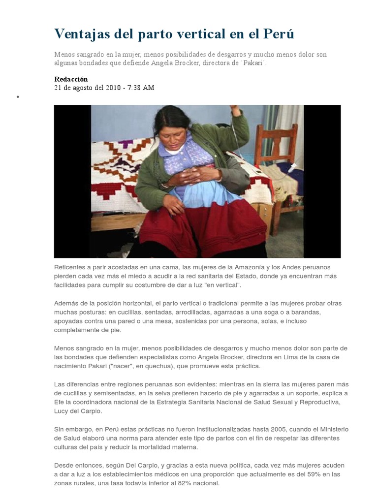 Ventajas Del Parto Vertical en El Perú | PDF | Parto | Perú