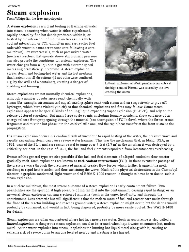 Understanding Steam Explosions | PDF | Energy Technology | Nature