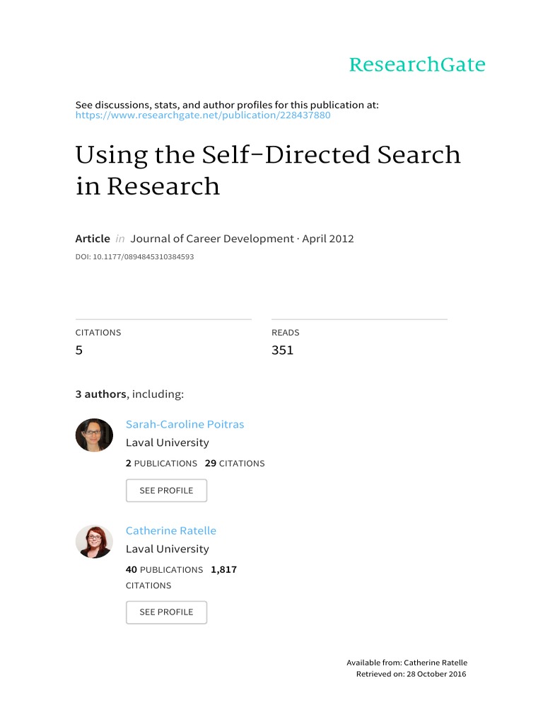 Using The Self-Directed Search in Research | PDF | Psychometrics ...