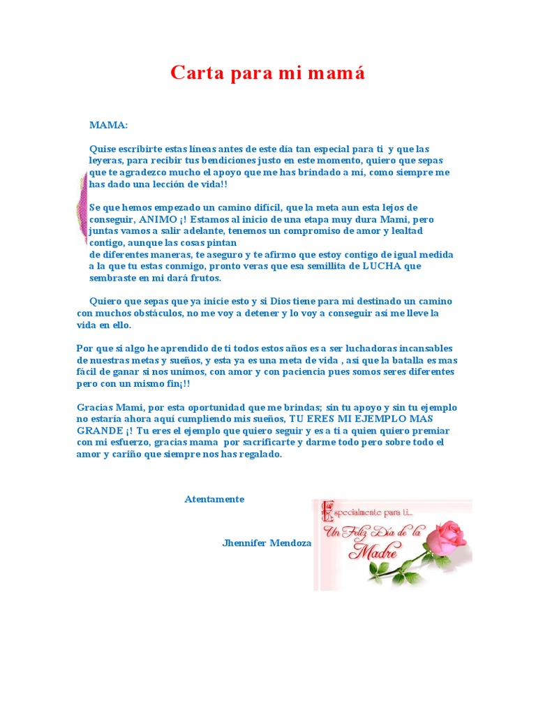 Carta para mi mamá