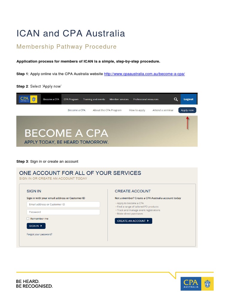 CPA Australia Membership Pathway Procedure Certified Public Accountant Payments