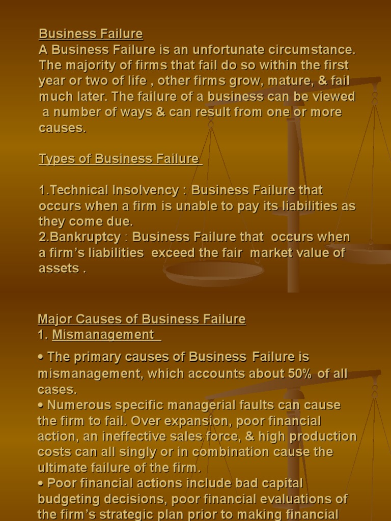 Understanding Business Failure Causes | PDF | Bankruptcy | Liquidation