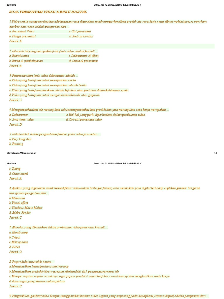Soal Soal Simulasi Digital Smk Kelas X Pdf