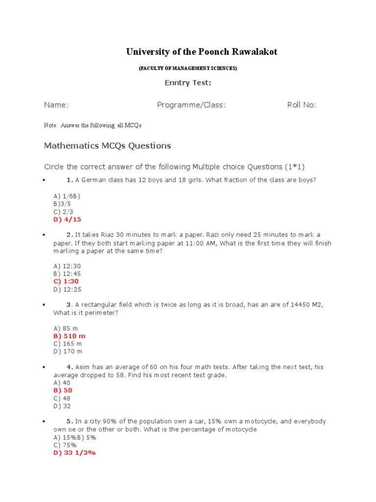 Nts Mathematics Mcqs Questions With Answers Pdf