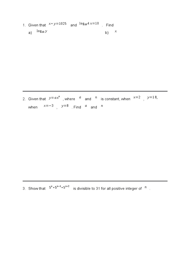 Math Problems on Logarithms and Exponents | PDF | Teaching Methods ...