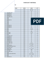 Checklist Material: Project: Gts Thailand JOB NO.: J0258 NO Description Spec Size QTY