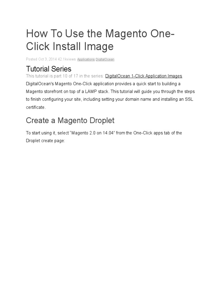 Configure Magento One-Click Install | PDF | Secure Shell | 64 Bit Computing