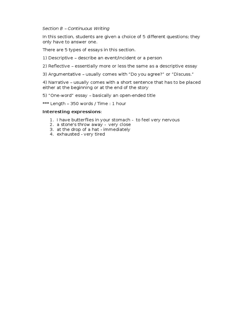 Continuous Writing Guide for Secondary 1 | PDF