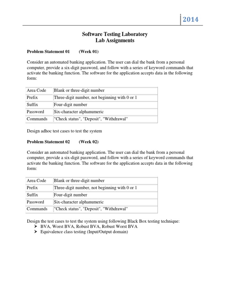 Software Testing Lab Experiment List 2014 | PDF | Computer Programming ...