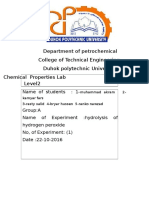 Department of Petrochemical College of Technical Engineering Duhok Polytechnic University Chemical Properties Lab Level2