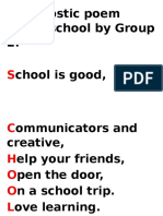 An Acrostic Poem About School by Group 2