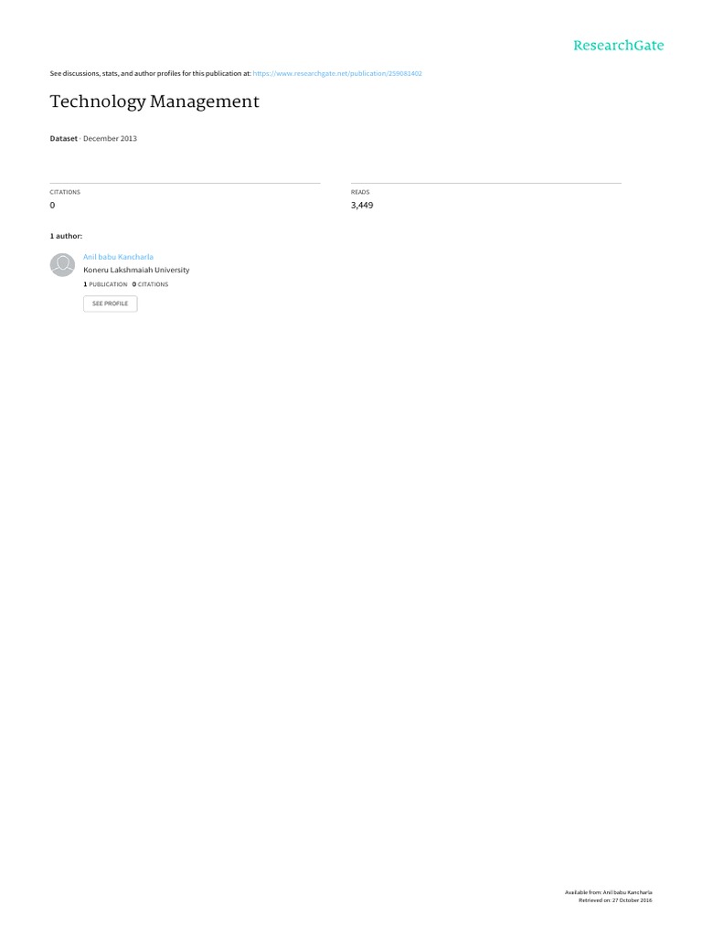 Technology Management Insights and Strategies | PDF | Innovation ...