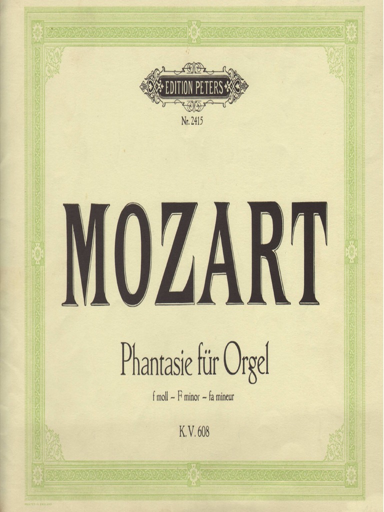 MOZART Fantasia K.608 Arr Organ PDF
