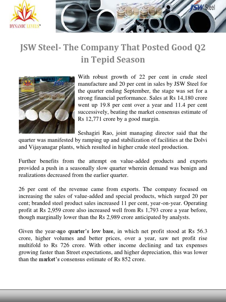 JSW SteelThe Company That Posted Good Q2 in Tepid Season PDF