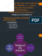 Trabajo en Equipo, Cooperativismo y Asociativo.