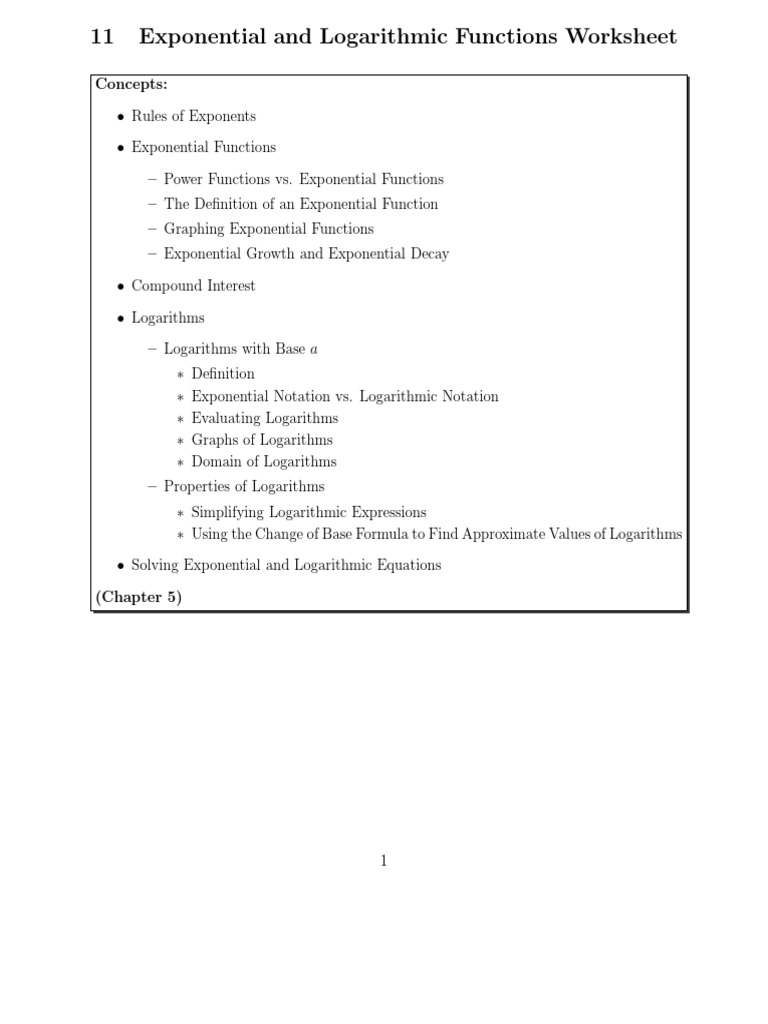 worksheet Logarithms Worksheet exponential worksheet solution logarithm exponentiation