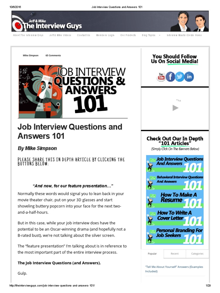 Interview questions for magazine jobs