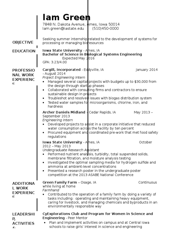 ECS Example Resume BSE | PDF | Nature | Science
